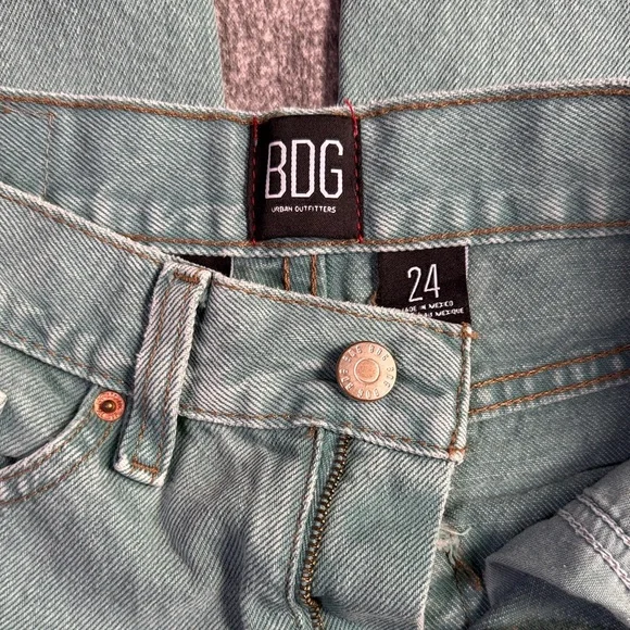 Urban Outfitters BDG High & Wide Jeans Baggy Barrel Skate Denim Mint Green 24 - Picture 9 of 15
